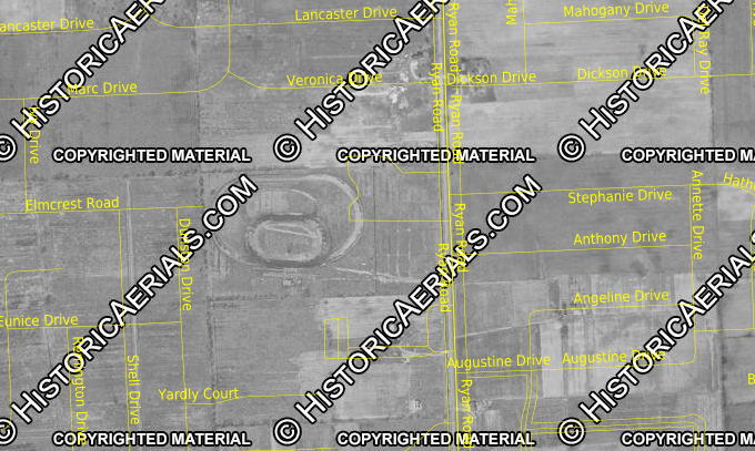 Partington Pasture Speedway - 1951 Aerial Photo With Streets (newer photo)